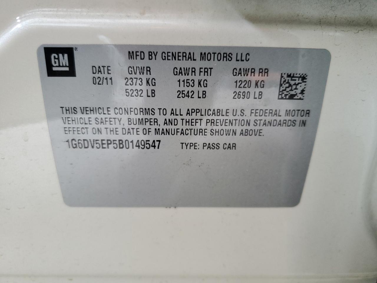 1G6DV5EP5B0149547 2011 Cadillac Cts-V