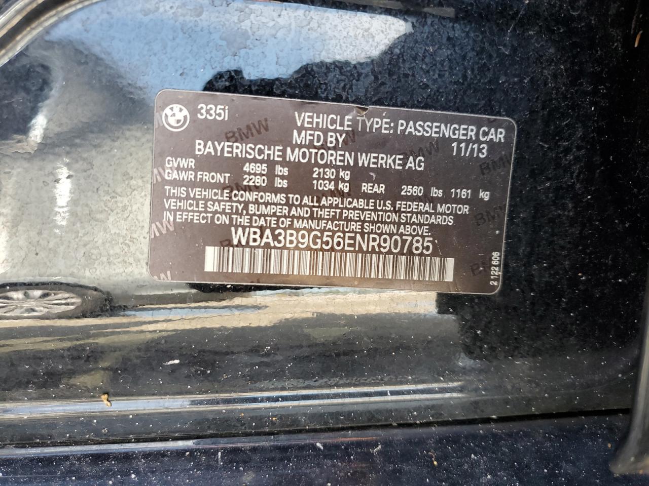 WBA3B9G56ENR90785 2014 BMW 335 Xi