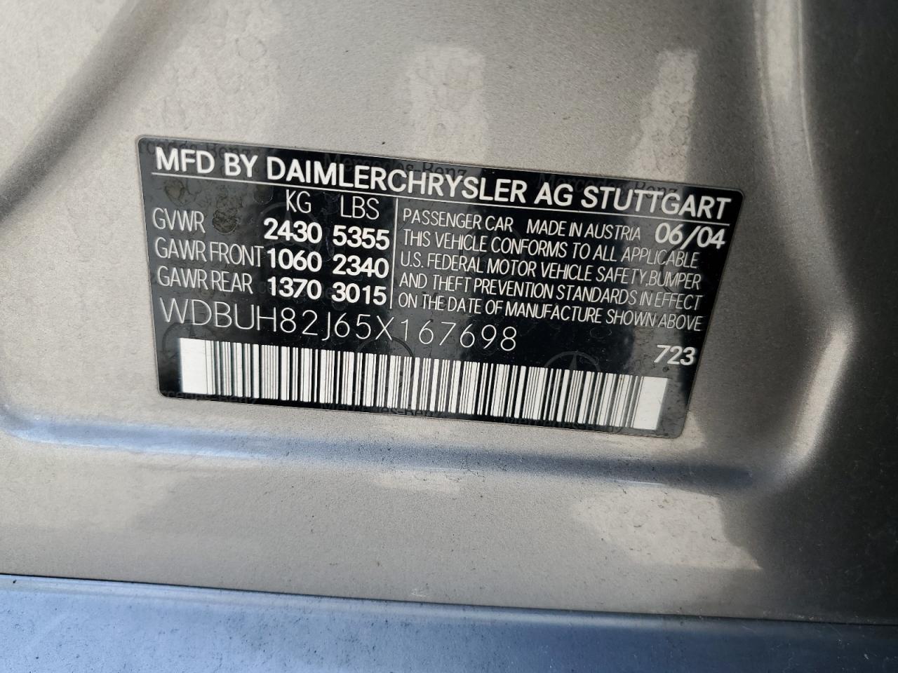 WDBUH82J65X167698 2005 Mercedes-Benz E 320 4Matic