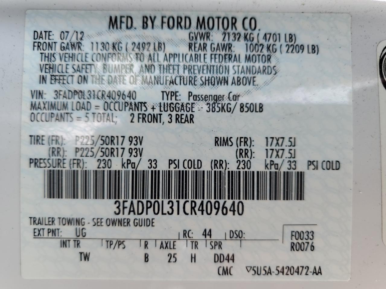 3FADP0L31CR409640 2012 Ford Fusion Hybrid