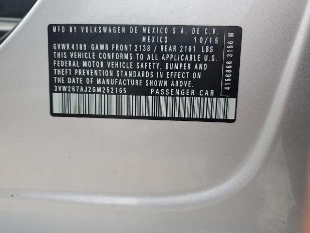 2016 Volkswagen Jetta S VIN: 3VW267AJ2GM252165 Lot: 60169424