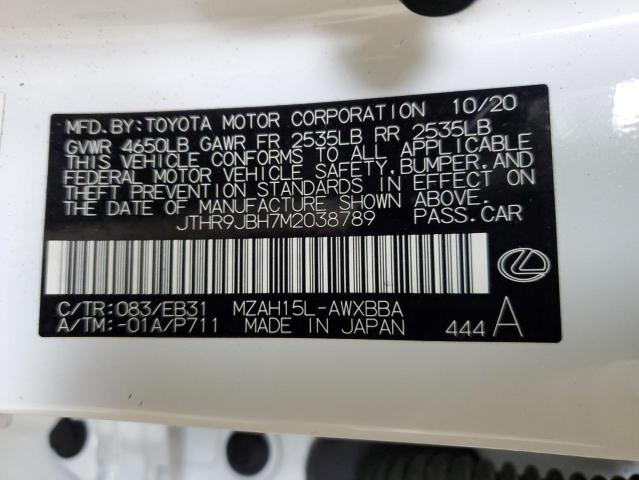 2021 Lexus Ux 250H VIN: JTHR9JBH7M2038789 Lot: 58942634