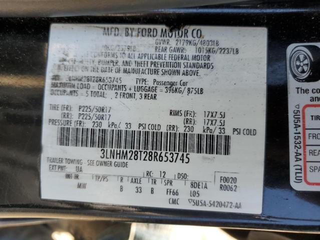 2008 Lincoln Mkz VIN: 3LNHM28T28R653745 Lot: 58750074