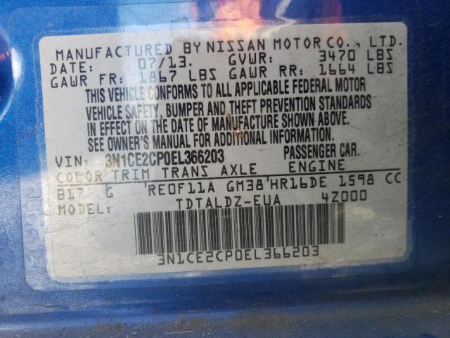 3N1CE2CP0EL366203 2014 Nissan Versa Note S