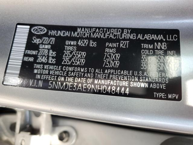 2022 Hyundai Tucson Limited VIN: 5NMJE3AE9NH048444 Lot: 60136174