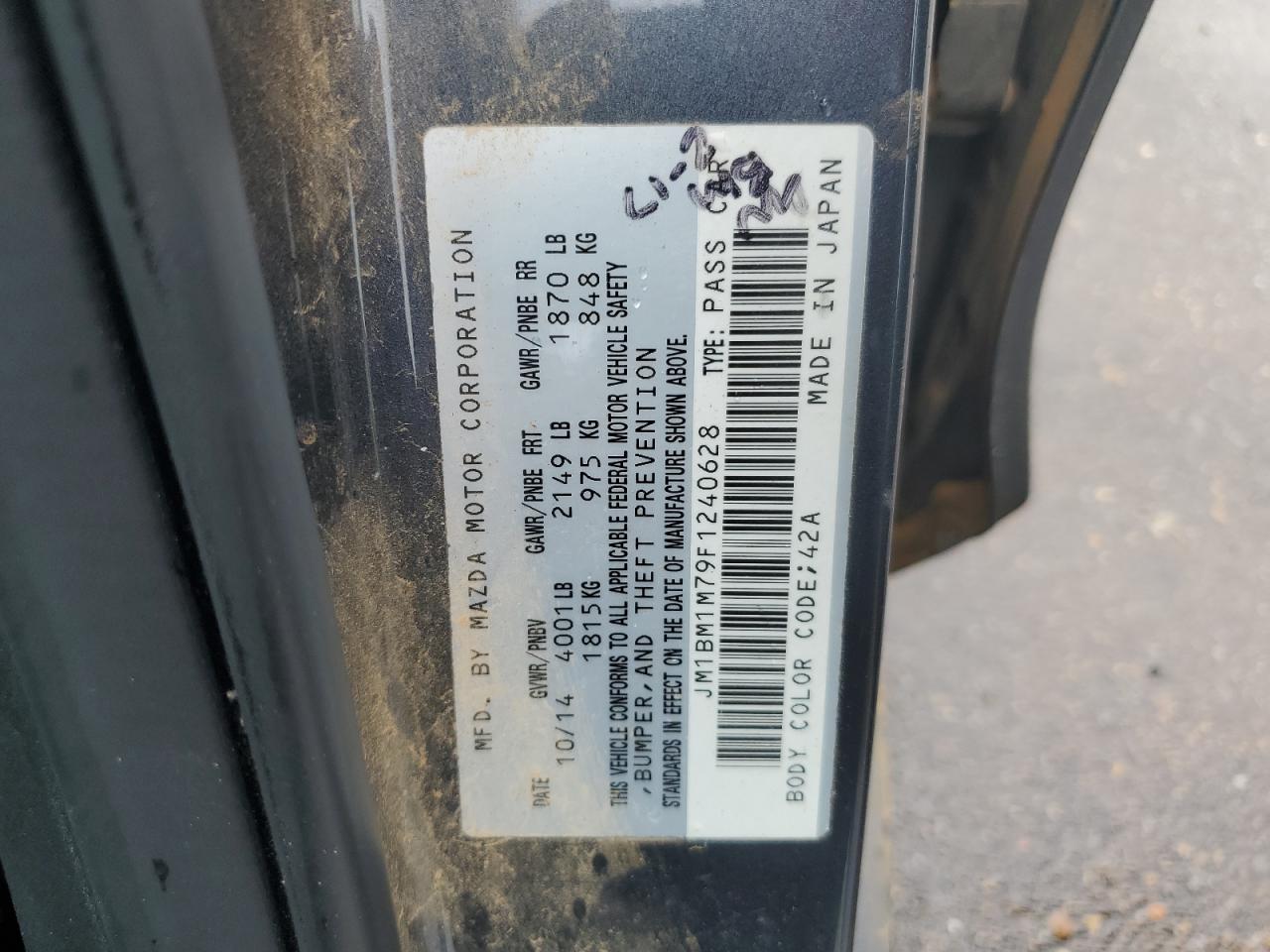 JM1BM1M79F1240628 2015 Mazda 3 Grand Touring