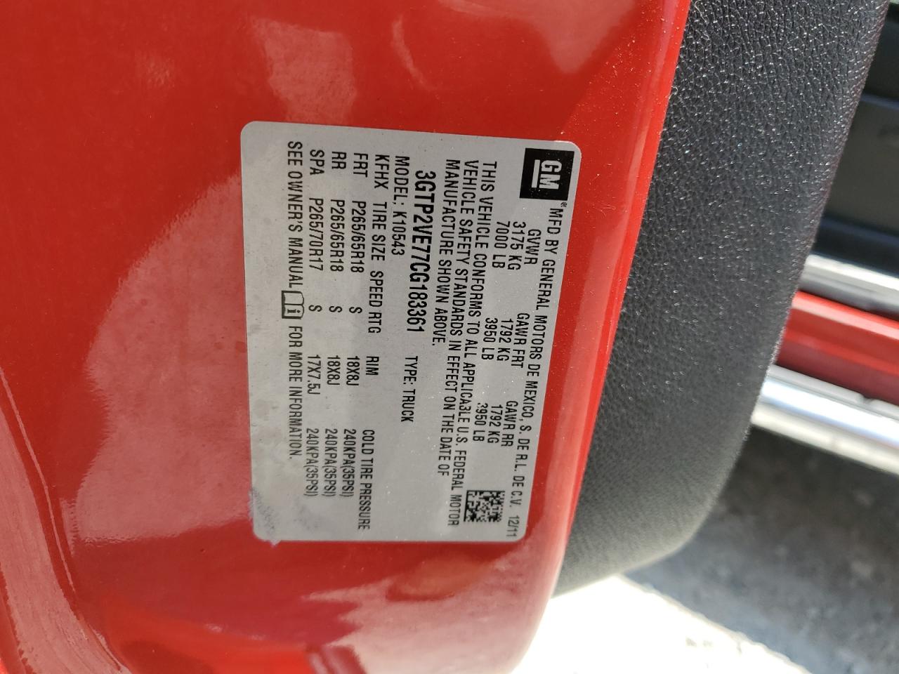 3GTP2VE77CG183361 2012 GMC Sierra K1500 Sle