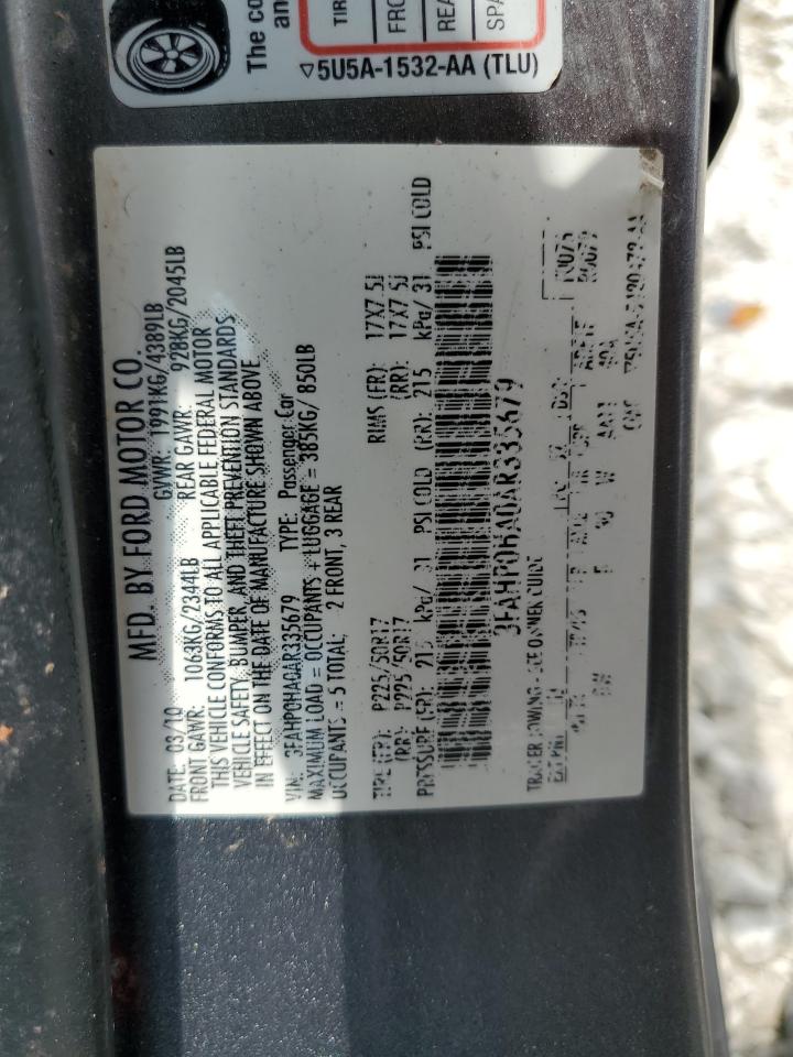 3FAHP0HA0AR335679 2010 Ford Fusion Se