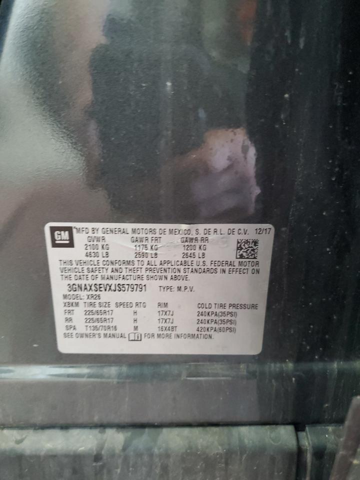 3GNAXSEVXJS579791 2018 Chevrolet Equinox Lt