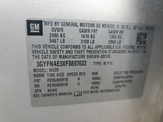 2015 Cadillac Srx VIN: 3GYFNAE3XFS607622 Lot: 58619374