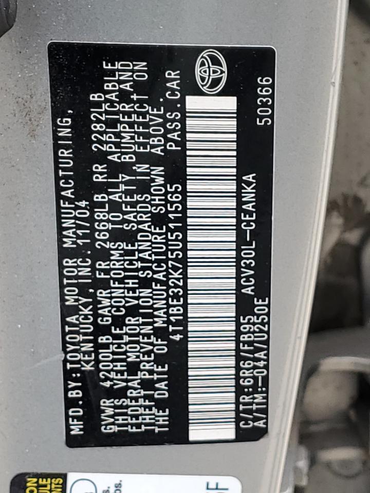 4T1BE32K75U511565 2005 Toyota Camry Le