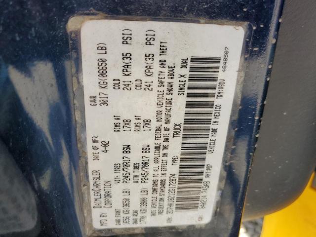 2002 Dodge Ram 1500 VIN: 3D7HA18Z12G172874 Lot: 60452714