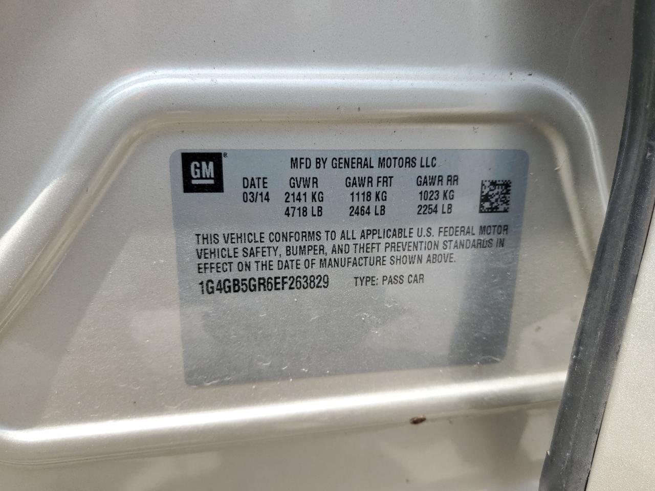1G4GB5GR6EF263829 2014 Buick Lacrosse