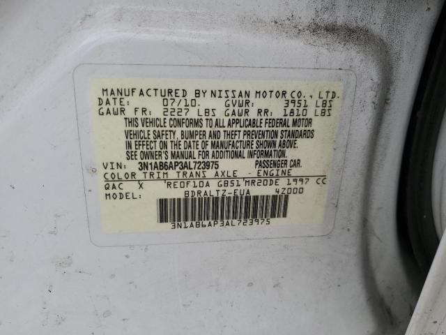 2010 Nissan Sentra 2.0 VIN: 3N1AB6AP3AL723975 Lot: 59485034