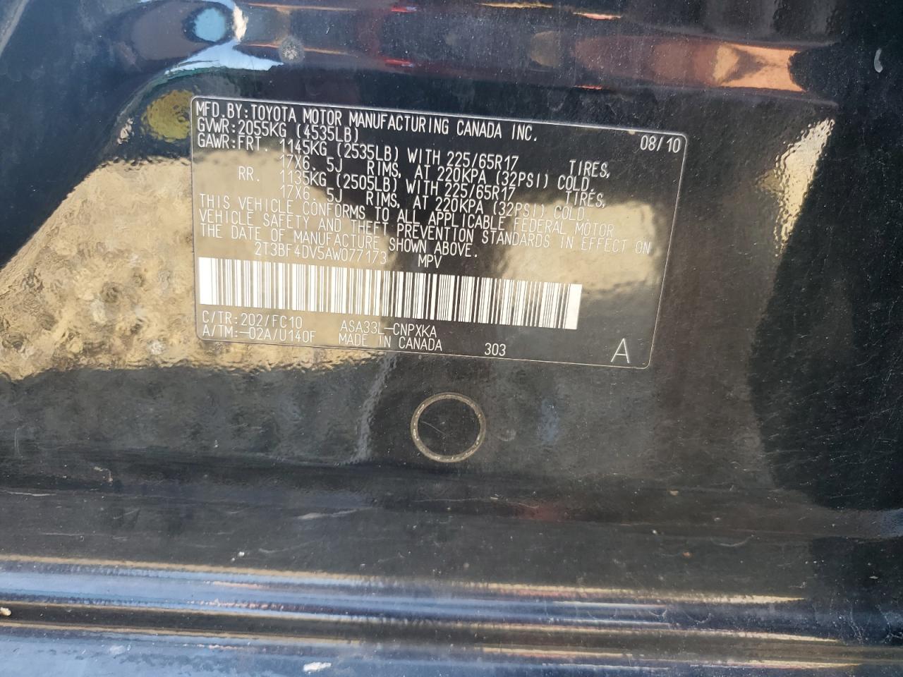 2T3BF4DV5AW077173 2010 Toyota Rav4