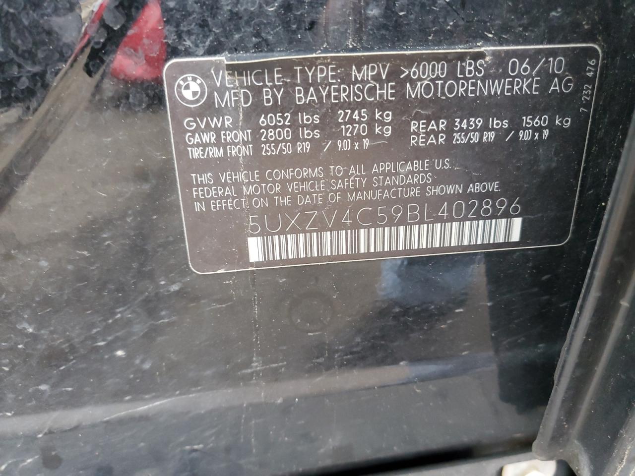 5UXZV4C59BL402896 2011 BMW X5 xDrive35I