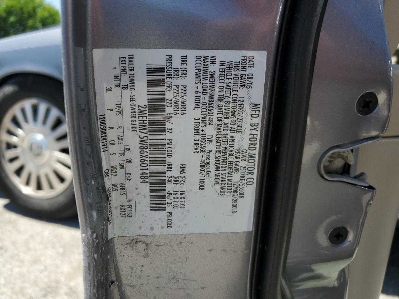 2MEHM75W86X601484 2006 Mercury Grand Marquis Ls