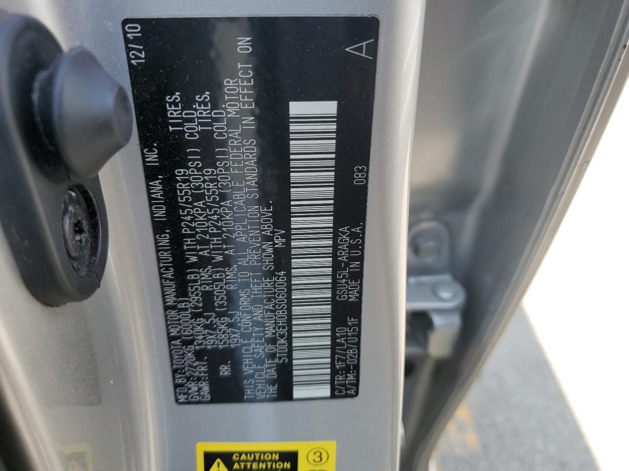 5TDDK3EH0BS060064 2011 Toyota Highlander Limited