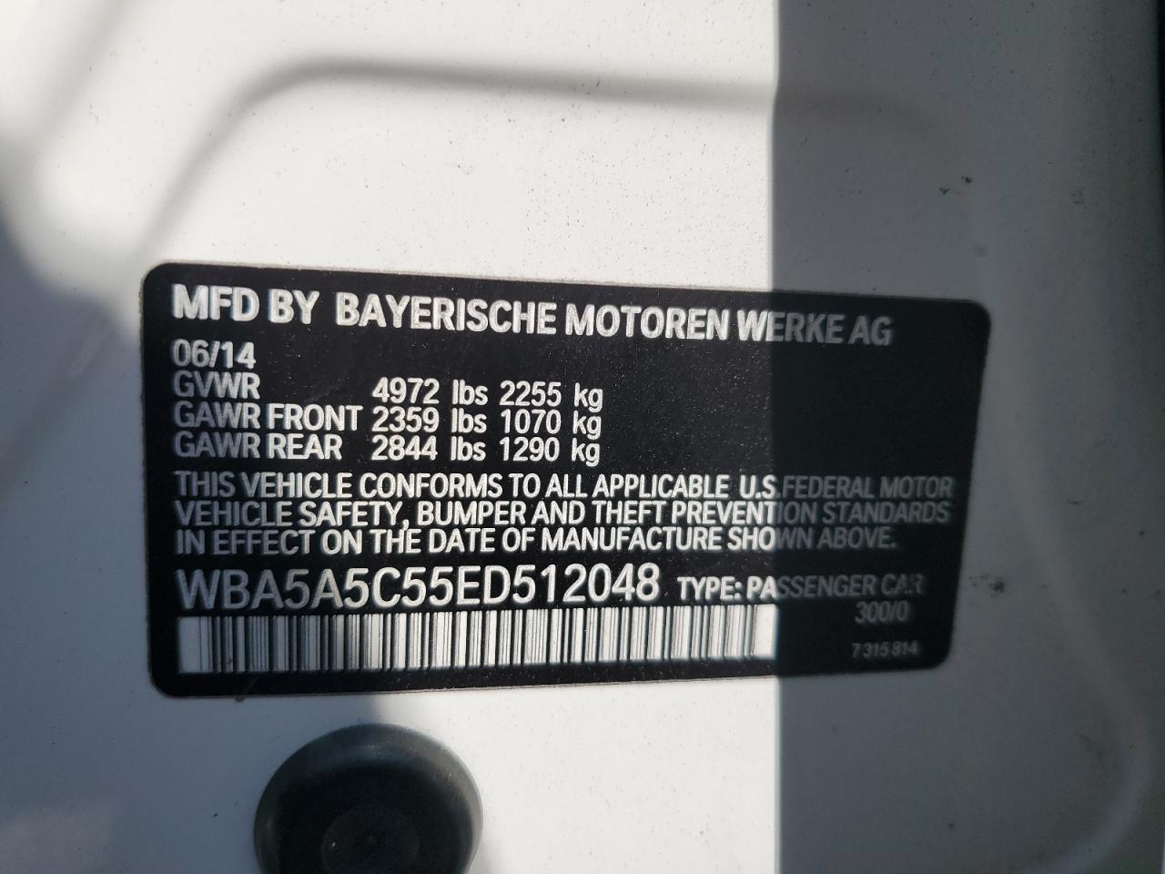 WBA5A5C55ED512048 2014 BMW 528 I