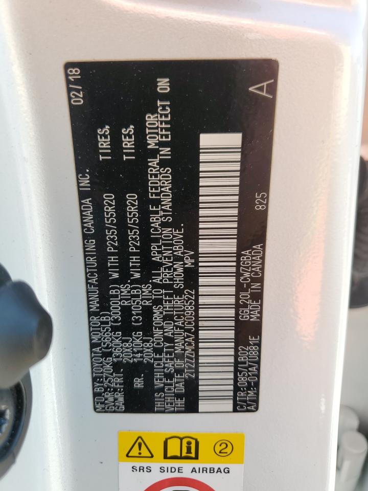 2T2ZZMCA7JC098522 2018 Lexus Rx 350 Base