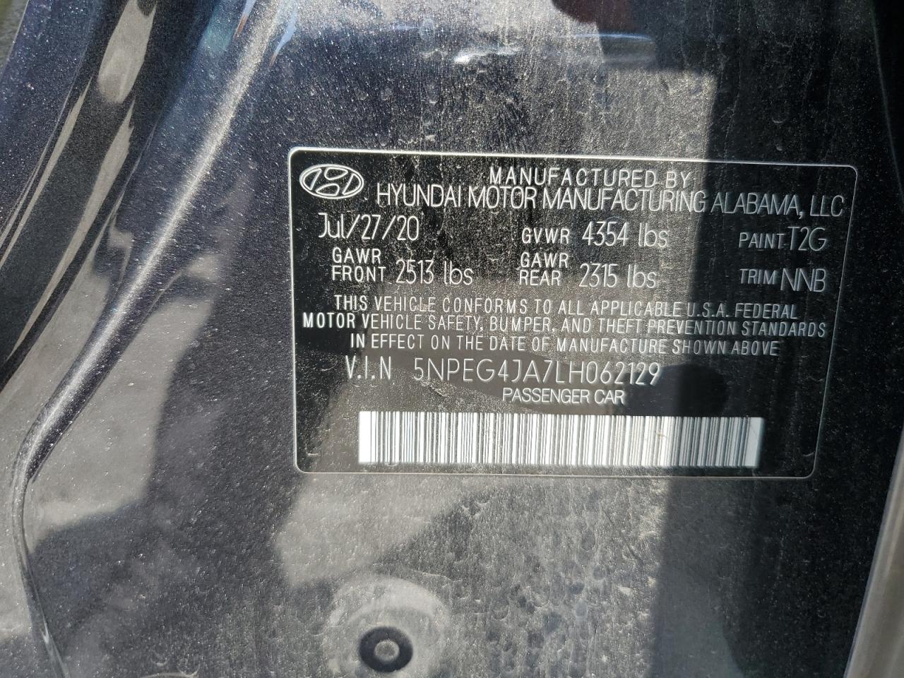 5NPEG4JA7LH062129 2020 Hyundai Sonata Se