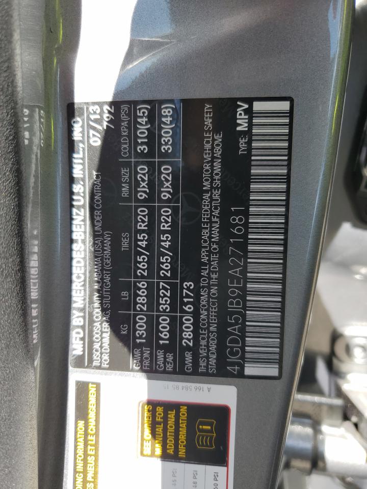 4JGDA5JB9EA271681 2014 Mercedes-Benz Ml 350