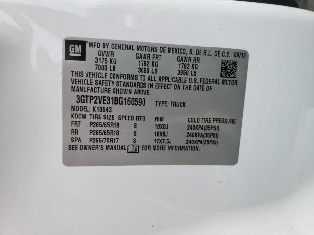 2011 GMC Sierra K1500 Sle VIN: 3GTP2VE31BG160590 Lot: 59980694