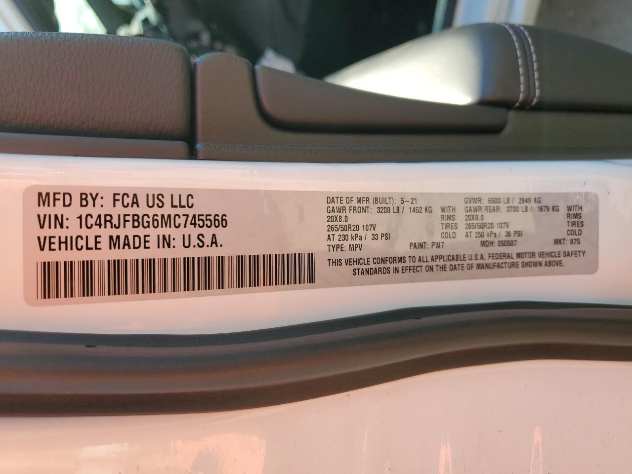 1C4RJFBG6MC745566 2021 Jeep Grand Cherokee Limited