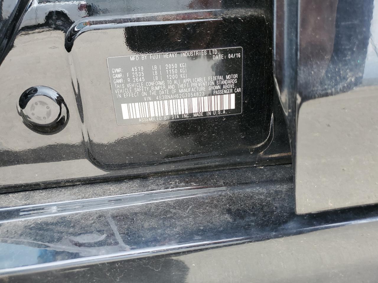 4S3BNAH62G3054823 2016 Subaru Legacy 2.5I Premium