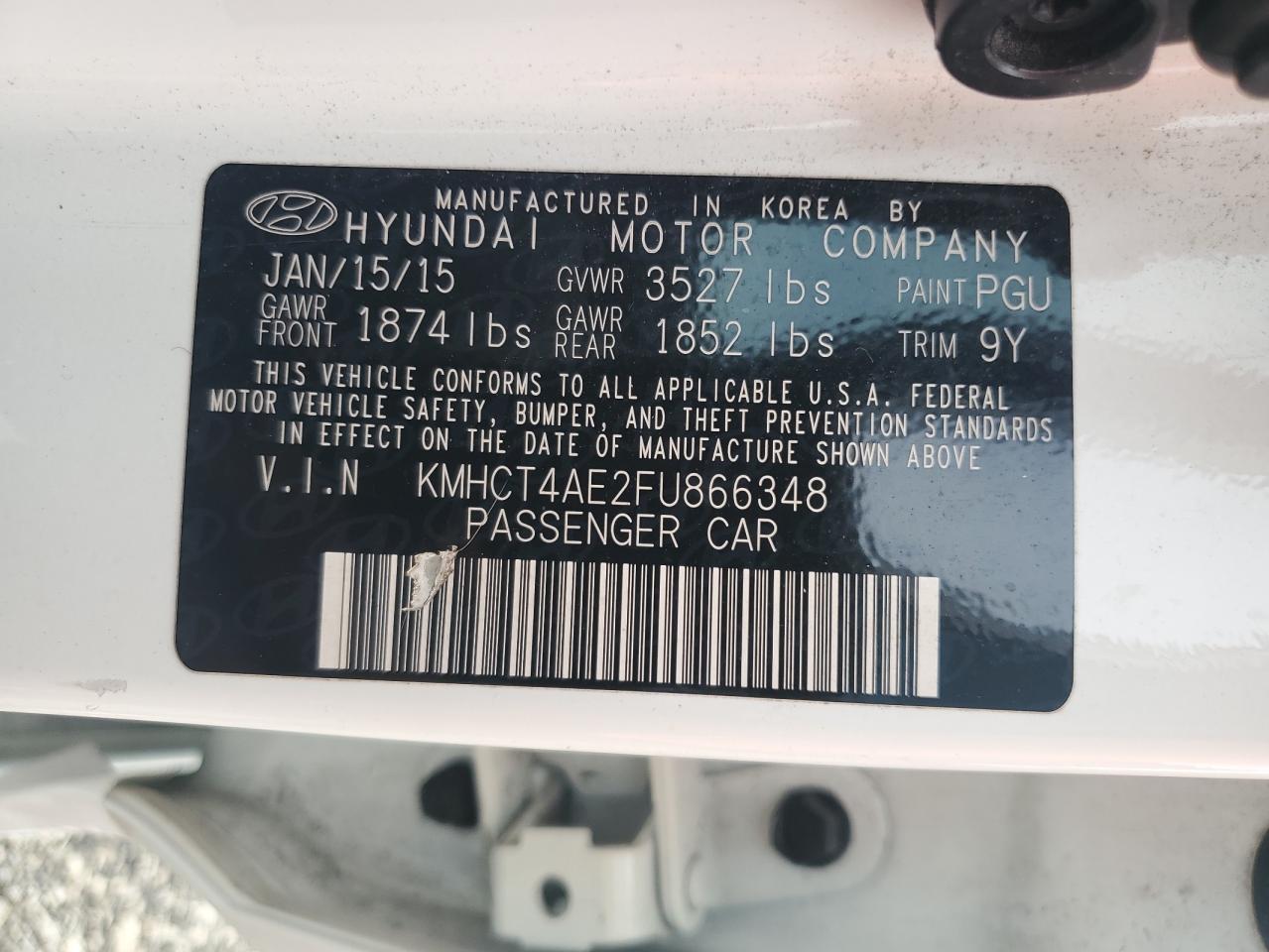 KMHCT4AE2FU866348 2015 Hyundai Accent Gls