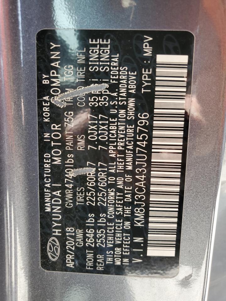 KM8J3CA43JU745796 2018 Hyundai Tucson Sel