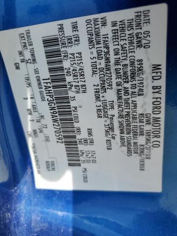 2010 Ford Focus Ses VIN: 1FAHP3GN9AW270592 Lot: 59661994