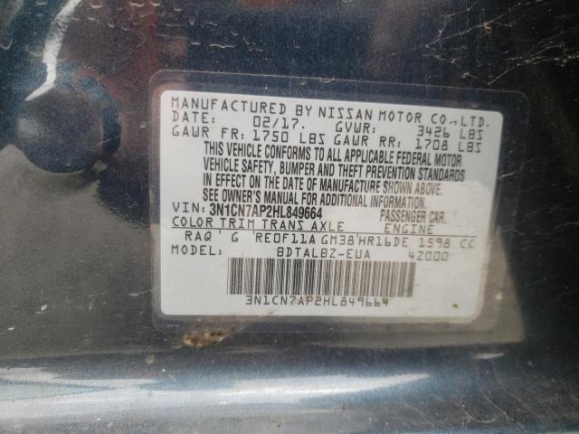 2017 Nissan Versa S VIN: 3N1CN7AP2HL849664 Lot: 58243064