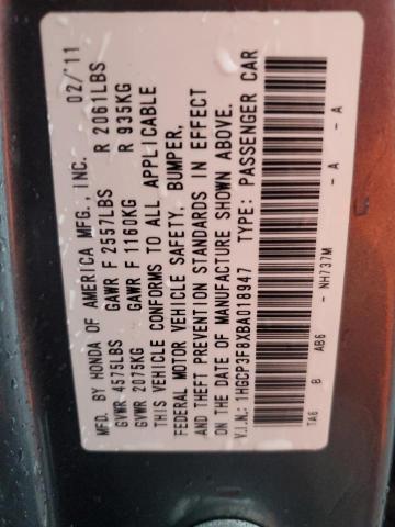 2011 Honda Accord Exl VIN: 1HGCP3F8XBA018947 Lot: 58842424