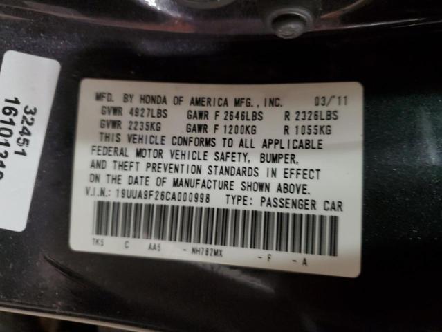 2012 Acura Tl VIN: 19UUA9F26CA000998 Lot: 58077394