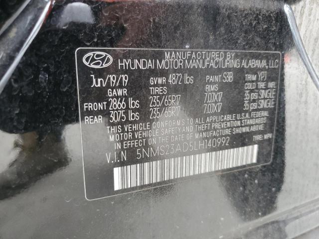 2020 Hyundai Santa Fe Se VIN: 5NMS23AD5LH140992 Lot: 59061054