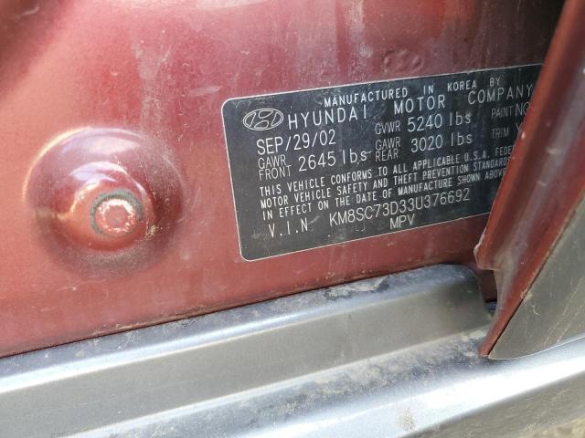 2003 Hyundai Santa Fe Gls VIN: KM8SC73D33U376692 Lot: 58065424