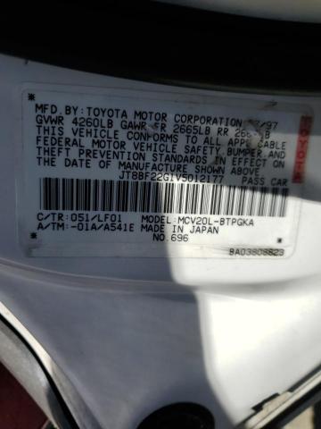 1997 Lexus Es 300 VIN: JT8BF22G1V5012177 Lot: 60730784