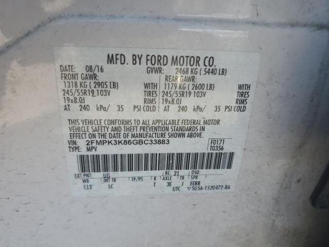 VIN 2FMPK3K86GBC33883 2016 Ford Edge, Titanium no.13