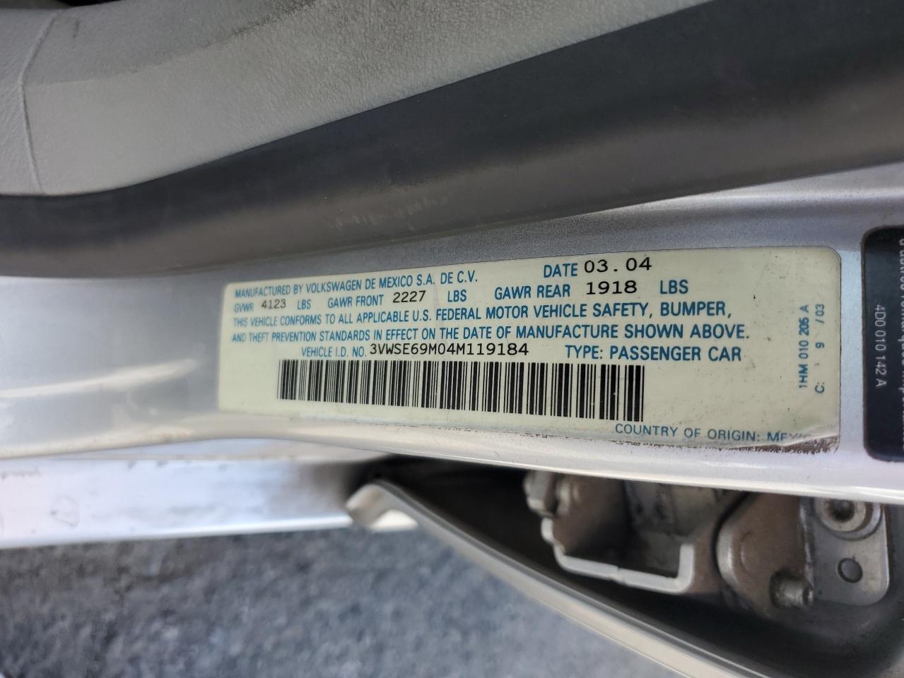 3VWSE69M04M119184 2004 Volkswagen Jetta Gls