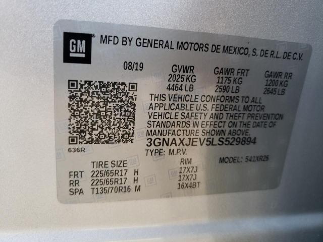 2020 Chevrolet Equinox Lt VIN: 3GNAXJEV5LS529894 Lot: 58200554