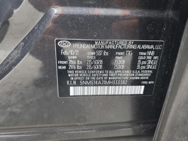 2021 Hyundai Santa Fe Se VIN: 5NMS14AJ1MH333382 Lot: 58718904