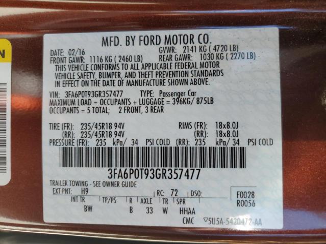 3FA6P0T93GR357477 2016 FORD FUSION - Image 12