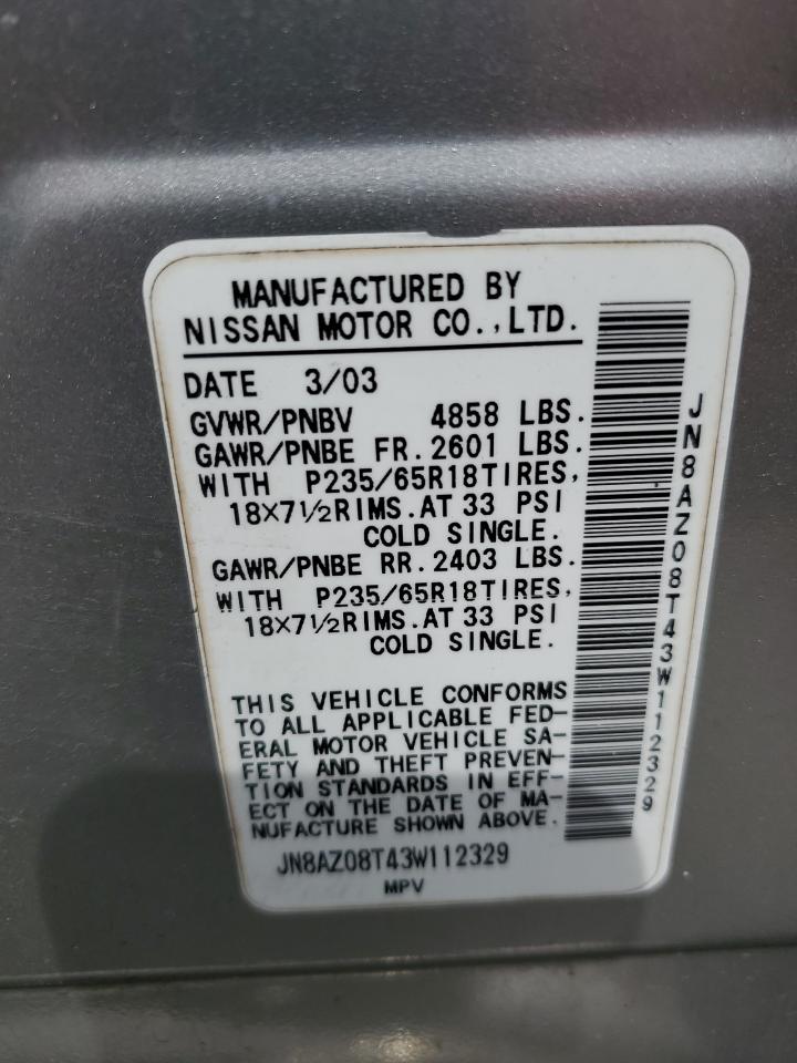 JN8AZ08T43W112329 2003 Nissan Murano Sl