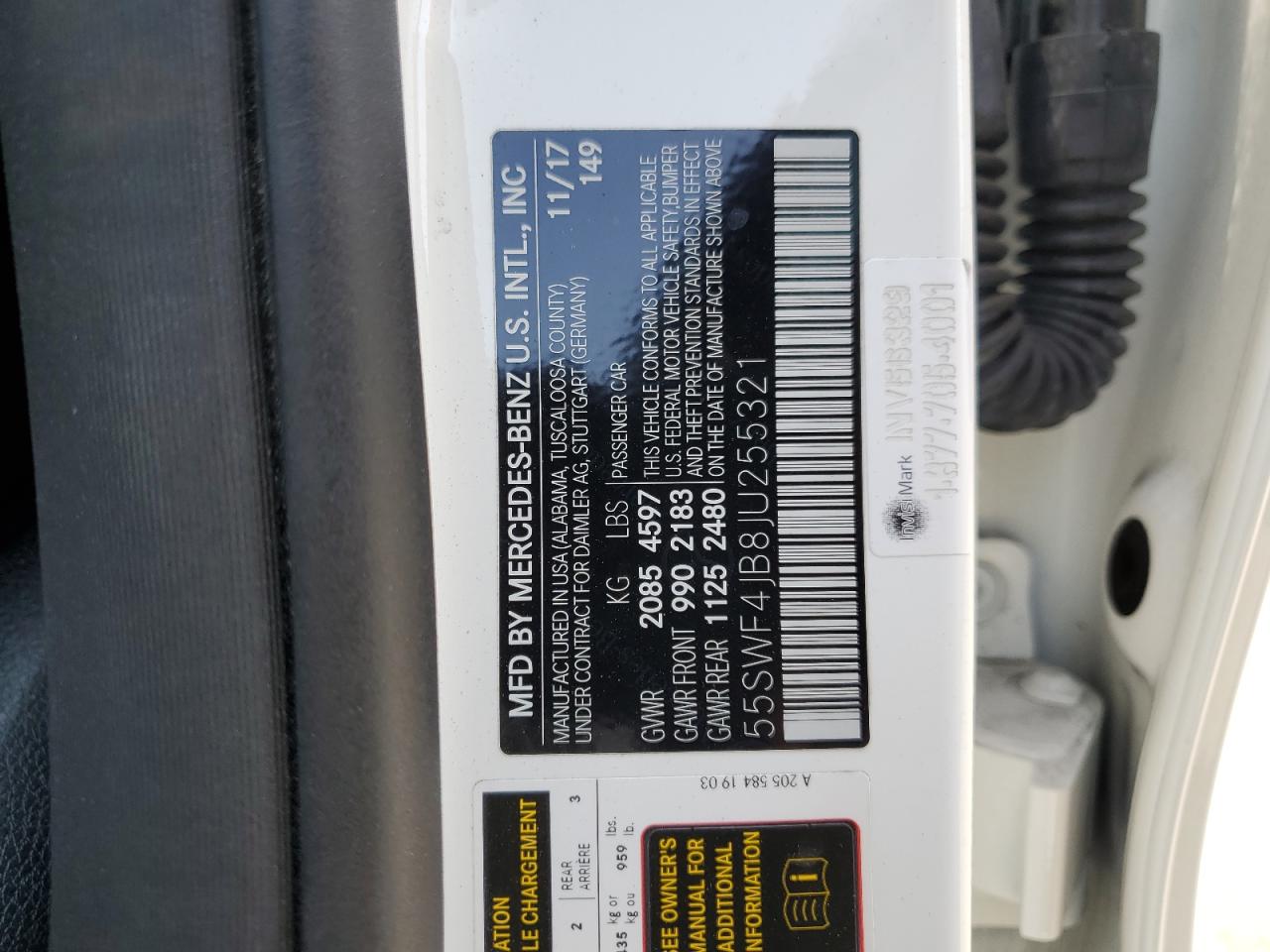 55SWF4JB8JU255321 2018 Mercedes-Benz C 300