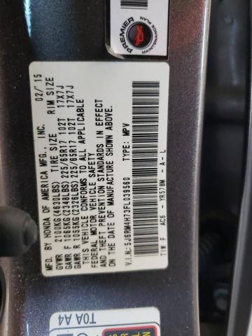 2015 Honda Cr-V Exl VIN: 5J6RM4H73FL039560 Lot: 60545144