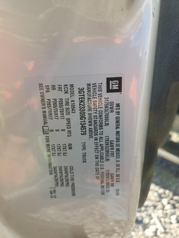 3GTEK23309G134579 2009 GMC Sierra K1500 Sle