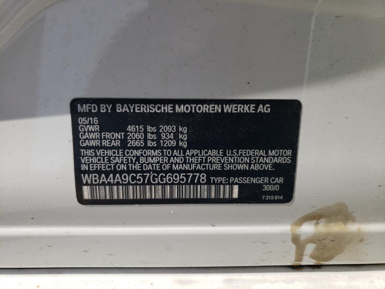 WBA4A9C57GG695778 2016 BMW 428 I Gran Coupe Sulev