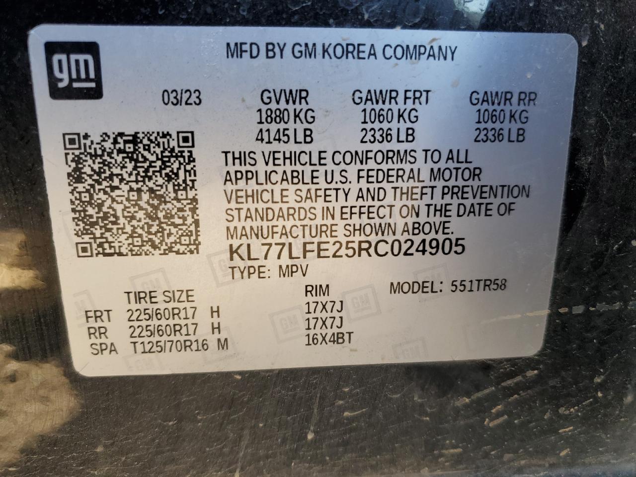 KL77LFE25RC024905 2024 Chevrolet Trax Ls