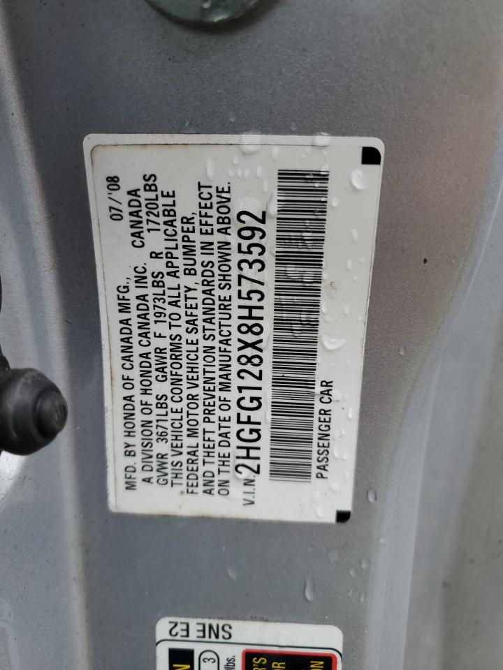 2HGFG128X8H573592 2008 Honda Civic Ex